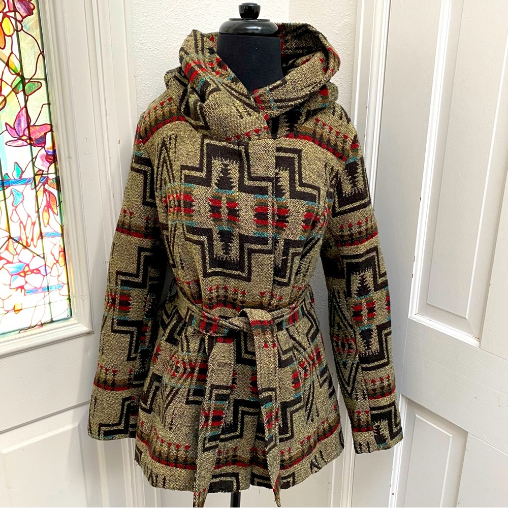 * Beautiful Southwestern Style Mossimo Coat With Hood Size L - Picture 1 of 11